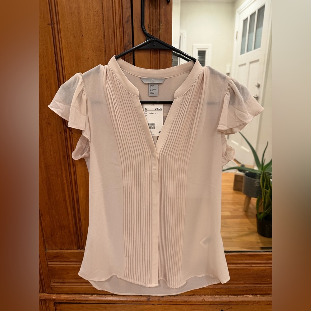 H&M Soft Cream Pleated Blouse
